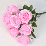 2021 Manufacturers Supply Elegant Home Decoration Artificial Flower Rose A Bunch Of 10 Simulated Roses