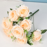 2021 Manufacturers Supply Elegant Home Decoration Artificial Flower Rose A Bunch Of 10 Simulated Roses
