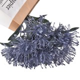 Wedding hand held simulation flowers bouquet wholesale indoor simulation plant wall decoration 3 prong hair needle cushionflower