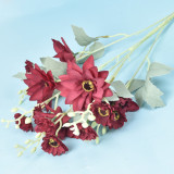 Hot Selling Wedding Flower Art Advanced Material High Quality Artificial Flower Silk Flower Dahlia For Home Decoration