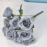 2021 Manufacturers Supply Elegant Home Decoration Artificial Flower Rose A Bunch Of 10 Simulated Roses