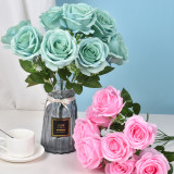 2021 Manufacturers Supply Elegant Home Decoration Artificial Flower Rose A Bunch Of 10 Simulated Roses