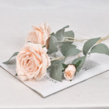 Simulation 3 head dream rose wedding home decoration hotel layout artificial flower manufacturers wholesale