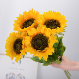 Manufacturer wholesale 46cm simulation flower single sunflower 10cm big flower head long branch decoration inserted sunflower