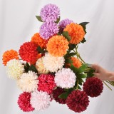 Wholesale simulation 3 small ball chrysanthemum dandelion wedding living room decoration soft silk flower arrangement green plan