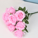 2021 Manufacturers Supply Elegant Home Decoration Artificial Flower Rose A Bunch Of 10 Simulated Roses
