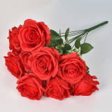 2021 Manufacturers Supply Elegant Home Decoration Artificial Flower Rose A Bunch Of 10 Simulated Roses