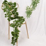 Amazon hot silk eucalyptus leaves vertical artificial grapevine leaves hanging green wreath Ivy manufacturers wholesale