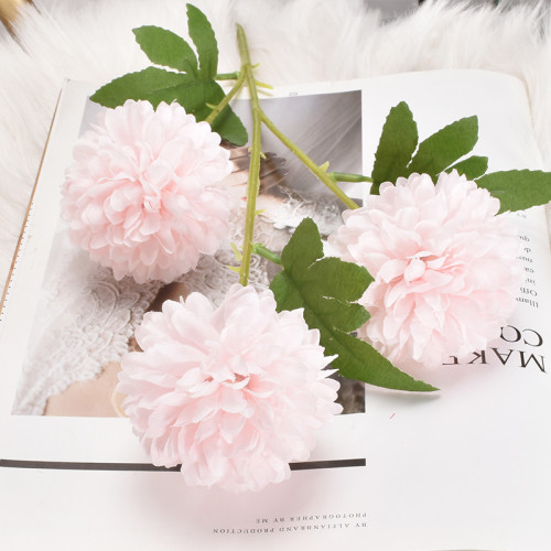 Hot style single 3 head table tennis chrysanthemum dandelion onion ball wedding home simulation flower material road lead flower