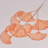 Gold series simulated flower gold fan leaf plastic flower home decoration fake flower wedding decoration 3 fork ginkgo leaf