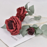 Simulation 3 head dream rose wedding home decoration hotel layout artificial flower manufacturers wholesale