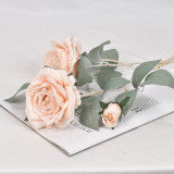 Simulation 3 head dream rose wedding home decoration hotel layout artificial flower manufacturers wholesale