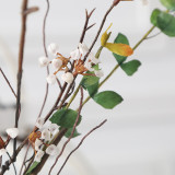Emulation flower purple gold cattle vine home ceiling decoration cross border artificial green plant 5 fork with leaf rattan