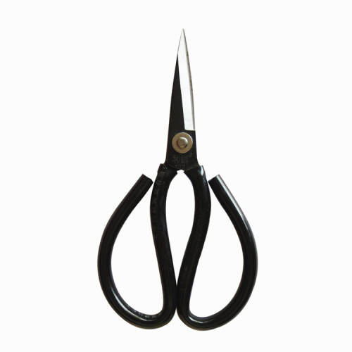 Full Carbon Steel Household Bonsai Scissors 18.8cm Traditional Vintage Black Coated Trimming Scissor Silver Rivet