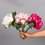 Artificial flowers indoor home decoration wedding decoration simulation bouquet 6 bundles of peony silk flowers