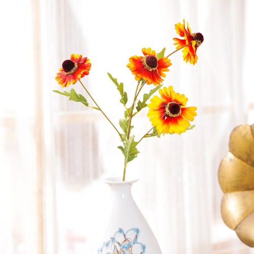 Simulated flower 4 forks single sunflower home decoration pile heart flower wedding holding flower photography props