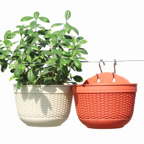 Creative Imitation Rattan Eco-Friendly Plastic Plant Pots Wall Hanging Balcony Pot