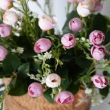 2021 DIY Family Wedding Decorative Bouquet with white mini silk flowers 15 small roses