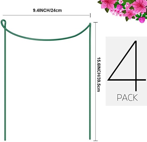 9.4  Wide x 15.6  High Stake Metal Garden Plant Stake Green Half Round Support Ring, Plant Cage Support