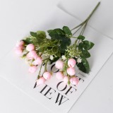 2021 DIY Family Wedding Decorative Bouquet with white mini silk flowers 15 small roses