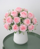 European style 9 head fragrant concubine rose flower artificial flower home decoration wedding bride holding flowers
