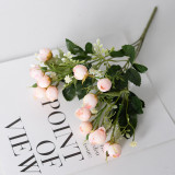 2021 DIY Family Wedding Decorative Bouquet with white mini silk flowers 15 small roses