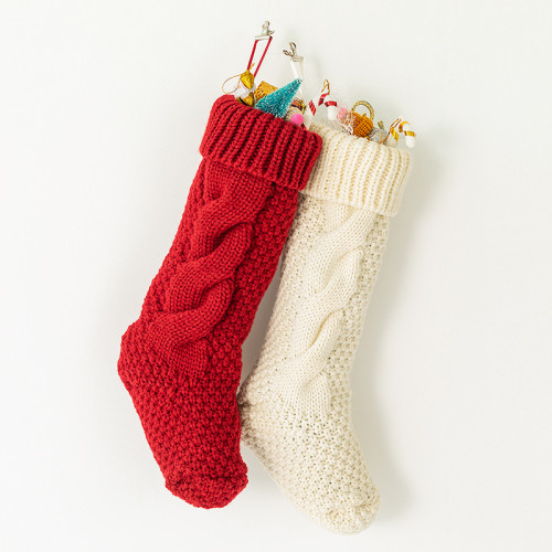 18  Cable Knit Pattern Rustic Personalized Christmas Stockings Hanging Socks