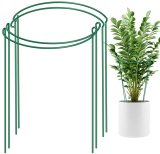 9.4  Wide x 15.6  High Stake Metal Garden Plant Stake Green Half Round Support Ring, Plant Cage Support