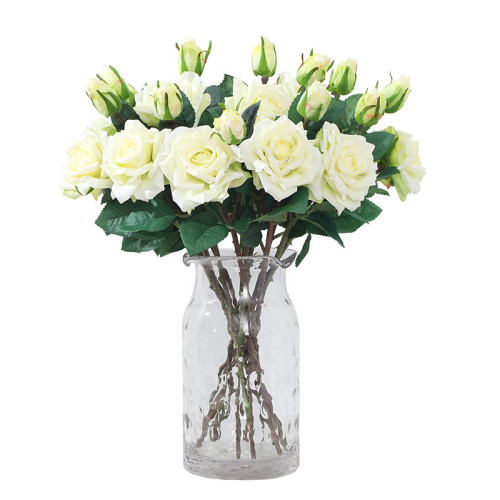 Simulate 2 hands moisturizing curling rose home furnishings artificial flowers green plants wedding decoration flowers