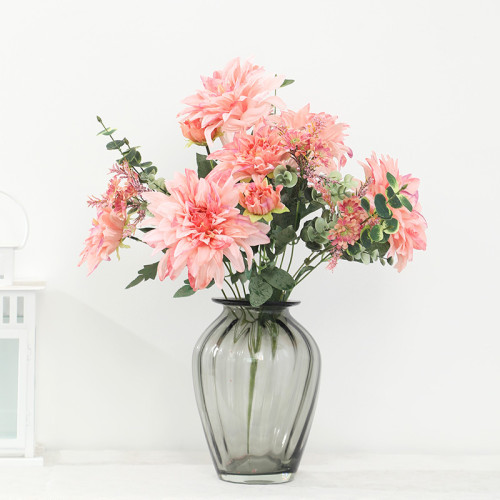 Simulated flower 12 head Oriental dahlia wedding home decoration artificial chrysanthemum dahlia flower manufacturers