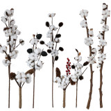 Handheld home decor bottle flower simulation of a single long stem natural cotton dried flowers