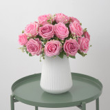 European style 9 head fragrant concubine rose flower artificial flower home decoration wedding bride holding flowers