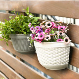 Creative Imitation Rattan Eco-Friendly Plastic Plant Pots Wall Hanging Balcony Pot