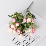 2021 DIY Family Wedding Decorative Bouquet with white mini silk flowers 15 small roses