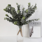 2021 Hot Selling Modern Home Decoration Three Color Green Plastic Artificial Eucalyptus Bundle From China