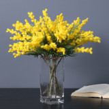 2021Manufacturer wholesale home decoration simulation flower single branch multi fork long pole plush Acacia