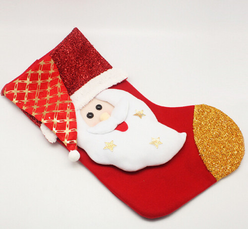 Felt Plush Red Yellow Blue Artificial Customized Christmas Stocking Decoration