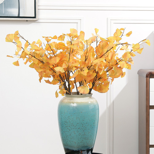 High Simulated Artificial Plastic Plants Ginkgo Biloba Leaves Branches For Indoor Home Office Wedding Decor