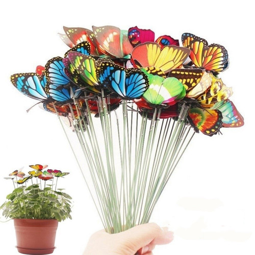 Butterflies Garden Yard Planter Colorful Whimsical Butterfly Stakes Outdoor Decor Flower Pots Decoration