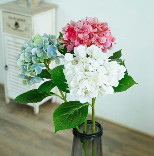 Good Quality Plastic Flowers Artificial Decoration 6 Color Simulated Hydrangea For Wedding Arrangement