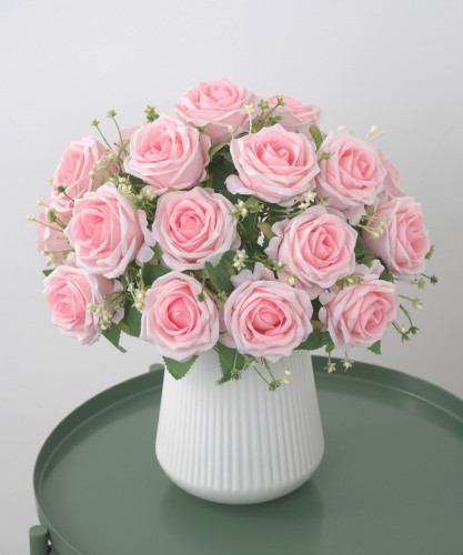 European style 9 head fragrant concubine rose flower artificial flower home decoration wedding bride holding flowers