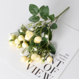 2021 DIY Family Wedding Decorative Bouquet with white mini silk flowers 15 small roses