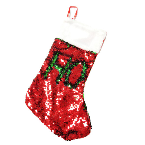 Bling Red And Green Sqeuin Christmas Sock Christmas Stocking