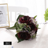 2021Bride holding silk flower  flower home decoration rose hydrangea bouquete