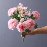 New 10 head bouquet of carnation fake flowers simulation flowers Mother's Day bouquet sent to teachers to send elders spot