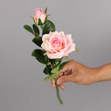 2021Living room table beautification decoration decorations cross border rose 2 head hand curling rose