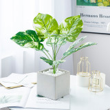 2021Bunch of potted Nordic style home decoration bottle flowers with 9 simulated green plantain leaves