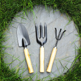 3 Pieces Outdoor Indoor GardeningTool Set Wood Handle Garden Tool Set Good Quality Gardening Planting Tools Set