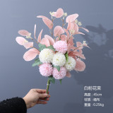 Multicolor optional simulation bouquet of chrysanthemum ball holding wedding eucalyptus leaf bouquet