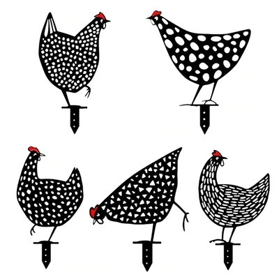 Chicken Yard Art Metal Hen Acrylic Hollow Out Chicken Ornaments Garden Lawn Hen Statues Yard Decor Garden Backyard Decorations